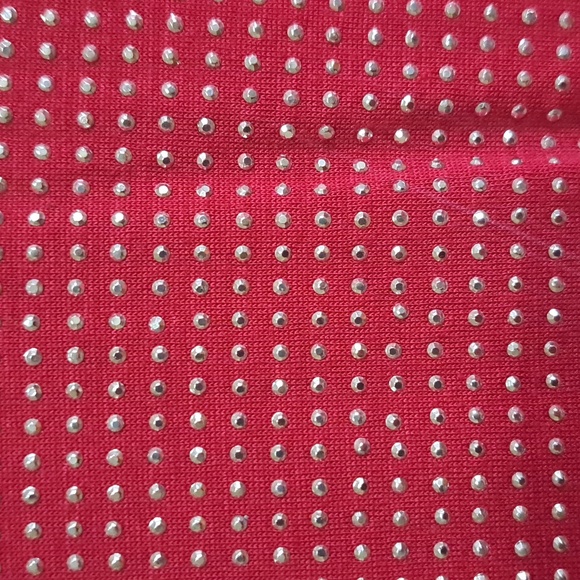💯 Perfect for 🎄 christmas studded blinged red long sleeve woman's top Size S - Picture 4 of 5